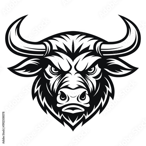 Fierce Black and White Bull Head
