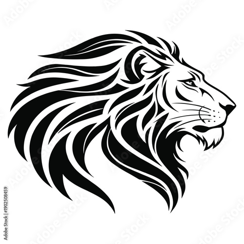 Wallpaper Mural Stylized Black and White Lion Head Silhouette Torontodigital.ca