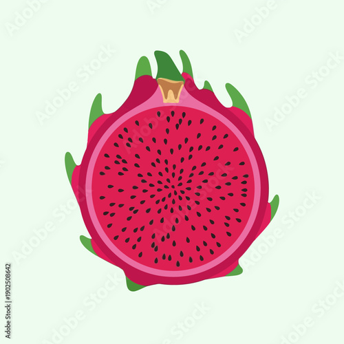 Dragon Fruit Cut Open Showing Seeds.