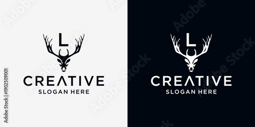 L deer head logo design