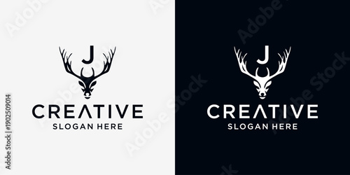 J deer head logo design