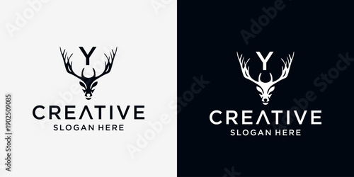 Y deer head logo design