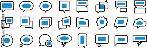 Speech Balloon and Chat Box Outline Vector Icons for UI UX, Application and Website
