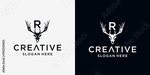 R deer head logo design