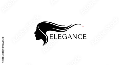 Elegant Woman Silhouette Logo with Flowing Hair.