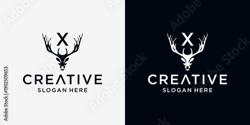 X deer head logo design