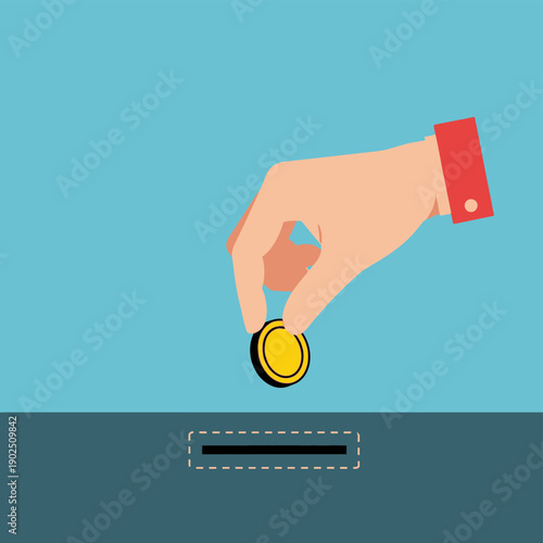 Hand Dropping Coin into Slot.