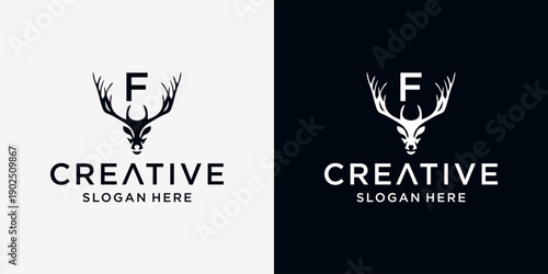 F deer head logo design