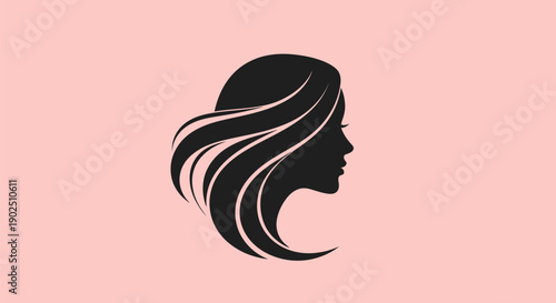 Elegant Woman Silhouette with Flowing Hair.