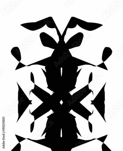 Abstract symmetrical black ink blot silhouette