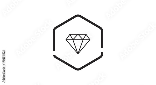 Diamond Hexagon Outline Icon Isolated White Background