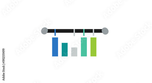 Horizontal Bar Chart with Progress Indicator Symbolizing Data Analysis and Business Growth on an Isolated White Background