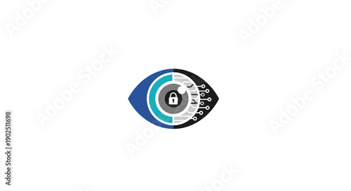 Cyber Security Eye with Padlock Icon for Data Protection and Privacy on Isolated White Background
