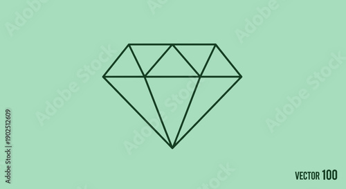 Simple Outline Diamond Gemstone Icon Vector Graphic.