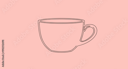 Simple Outline Drawing of a Coffee Cup.