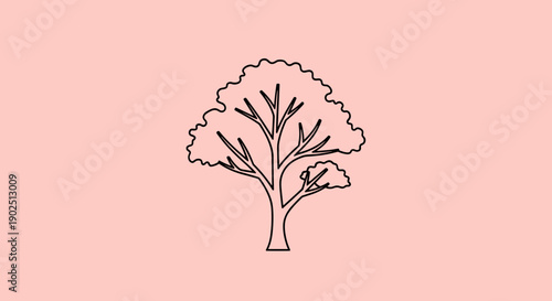 Simple Outline Illustration of a Tree with Branches.