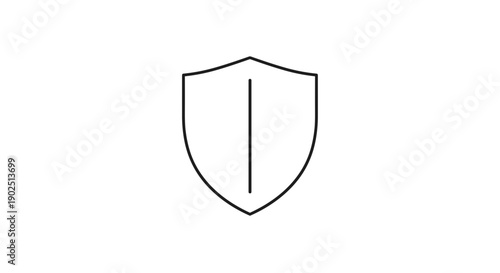 Simple Shield Icon with Vertical Line Symbol.