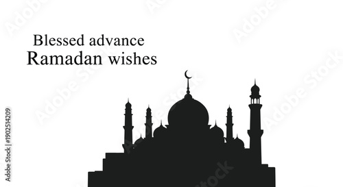 Ramadan greetings with a mosque silhouette high quality