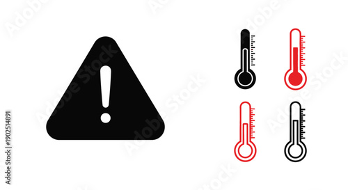 Warning sign with thermometers black and red illustration silhouette