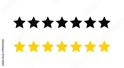 Five black stars above five yellow stars a rating system silhouette