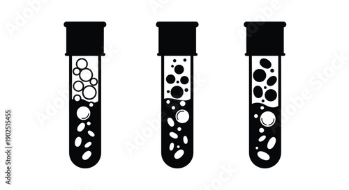 Three test tubes with varying contents displayed as a silhouette