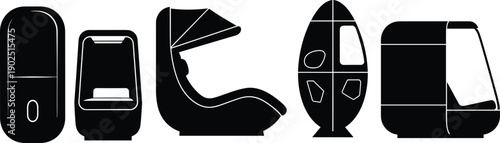 Black and white futuristic spacecraft interior