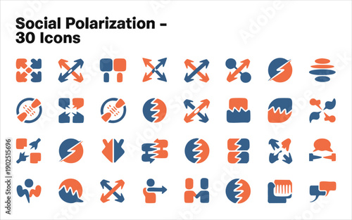 Social polarization abstract shapes representing division separation conflict and contrasting forces