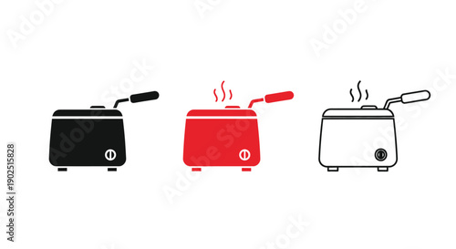 Three colorful toasters in a simple graphic silhouette