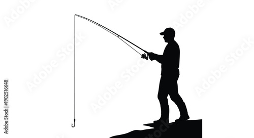 A fisherman casting a line against a bright backdrop silhouette