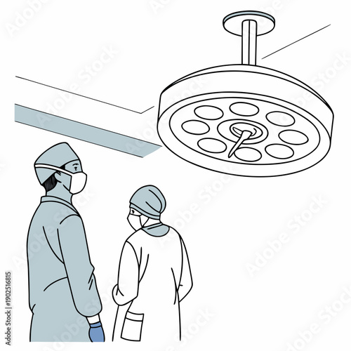 Clean vector illustration of a hospital ceiling light, illuminating medical spaces and healthcare environments, isolated on white.