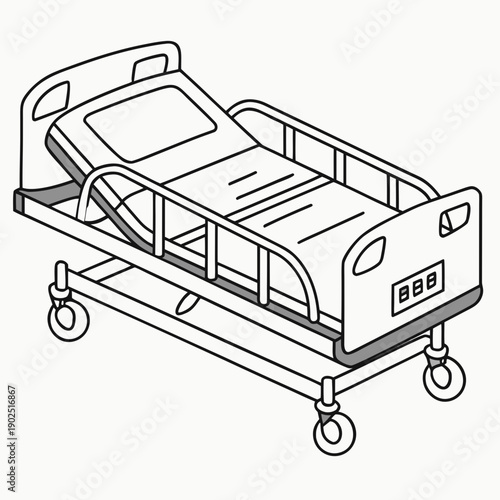 Clean vector illustration of a hospital stretcher on a white background, symbolizing emergency care and patient transport.