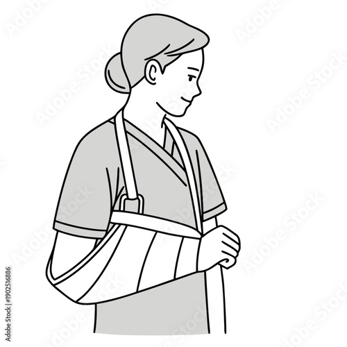 Clean vector art of a medical arm sling on a white background, symbolizing injury support and recovery for patients.