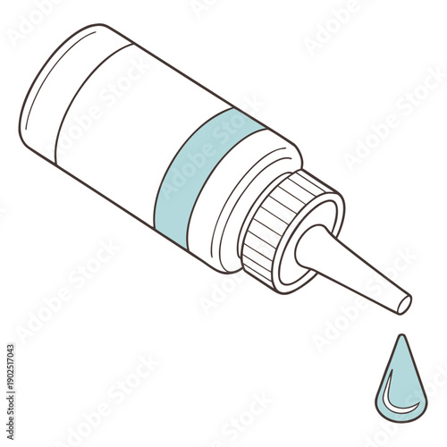 Vector art of a medical eye drop bottle on a white background, symbolizing ocular health treatments and pharmaceutical solutions.