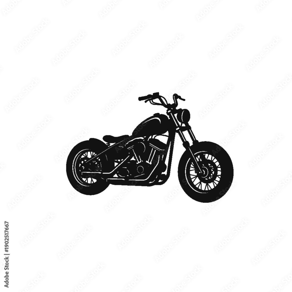 Obraz premium Vintage Motorcycle silhouette: A detailed silhouette of a classic vintage motorcycle against a clean background, ready for adventure.