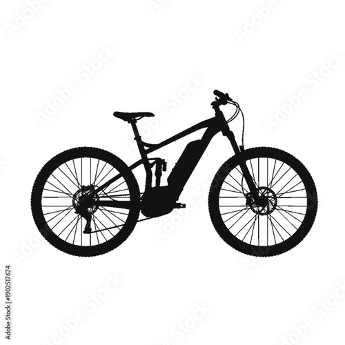 Electric Mountain Bike Silhouette: A sleek, modern electric mountain bike silhouette, embodying adventure and innovation, poised for conquering trails.