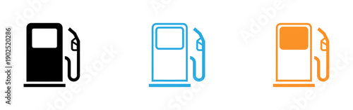 Gas pump icons in black blue and orange