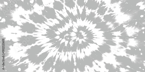 A grayscale abstract spiral tie-dye pattern background with white and gray colors