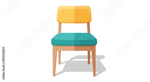 Modern Upholstered Wooden Chair with Cushion Seat Vector Illustration for Home Furniture, Interior Design Layout, and Seating Decor Concepts
