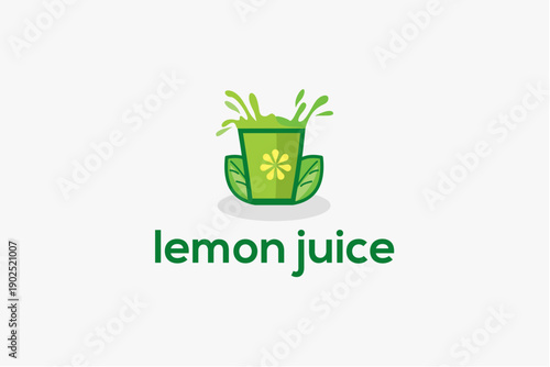 Green Lemon Juice Glass Logo Design.