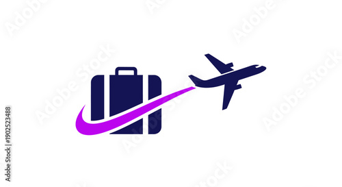 Travel and tourism concept with airplane and luggage.