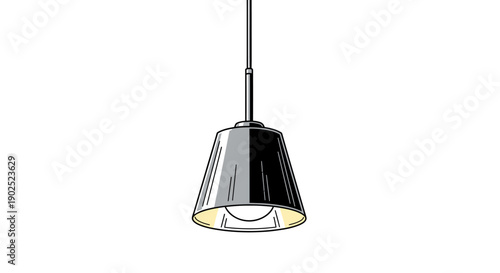 Minimalist Black Hanging Ceiling Pendant Light Fixture Vector Illustration for Modern Interior Lighting, Kitchen Decor, and Contemporary Room Illumination Design
