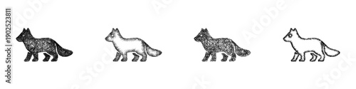 Sketch arctic fox icon design set