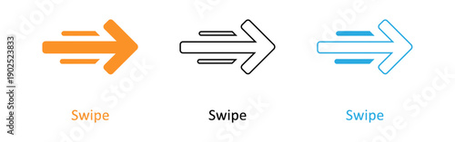 Obraz na płótnie Variations of swipe right arrow icons