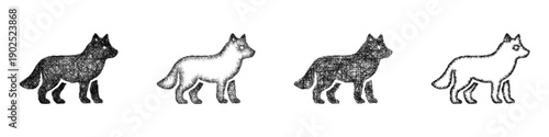 Sketch arctic wolf icon design set