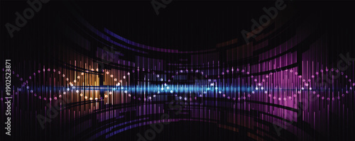 Futuristic science and medical  background, DNA strands, connected neural web