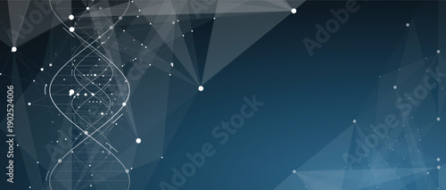 Futuristic science and medical  background, DNA strands, connected neural web