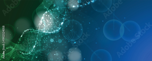 Futuristic science and medical  background, DNA strands, connected neural web