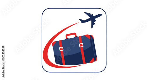 Travel Luggage Suitcase Airplane Journey Icon.