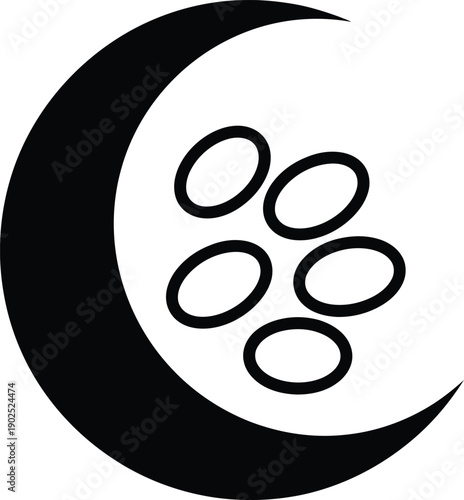 Ramadan crescent moon silhouette with stars symbolizing fasting and spirituality
