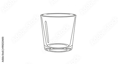 Clear Glass Tumbler Outline Drawing Isolated on White.